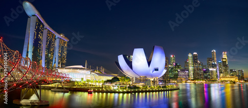 Marina Bay and Singapore city skyline at night