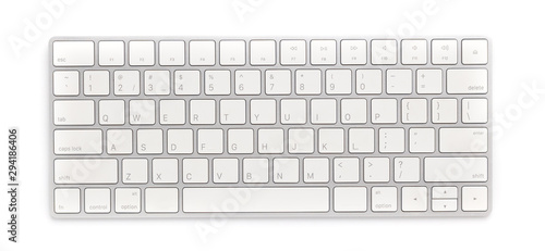 Top view keyboard isolated white background