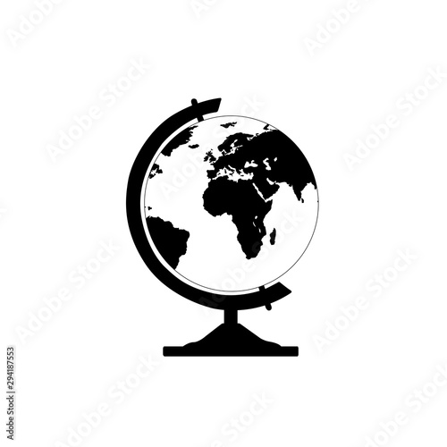 Globe black and white vector illustration.