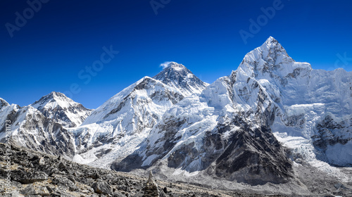 Panorama of Nuptse and Mount Everest seen from Kala Patthar