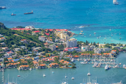High point view of simpson bay city on sint maarten