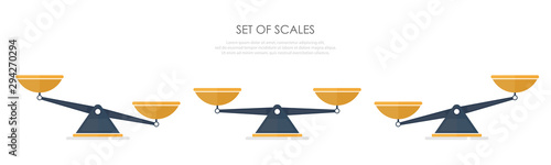 Vector of set of different scales in a flat style on white background.