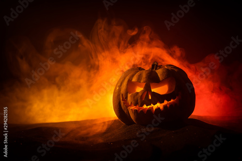 Halloween pumpkin. Traditional holiday decoration. Useful as greeting card