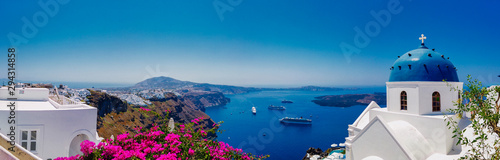 Picturesque view of blue sea and white church