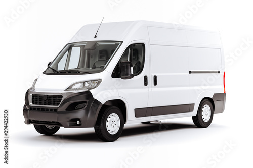 3d render of white van vehicle on white background