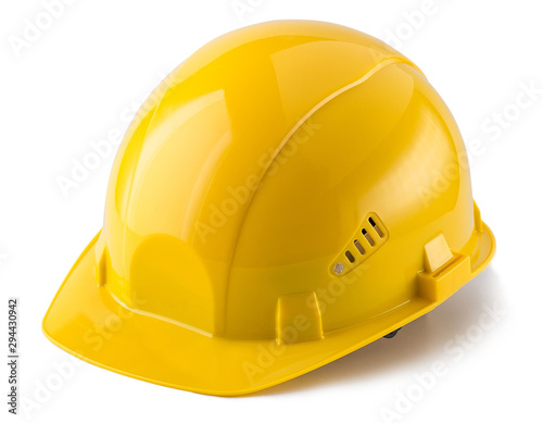 Yellow safety helmet isolated on white background