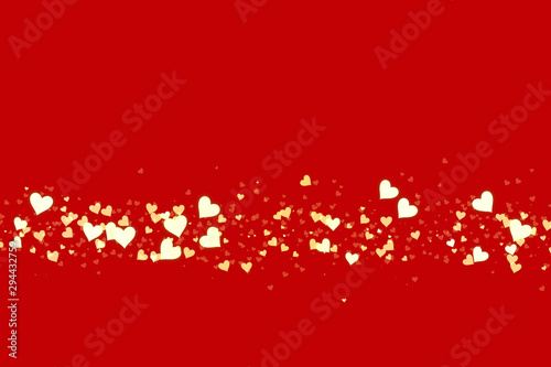Beautiful confetti hearts falling. Valentine's Day abstract red background with hearts