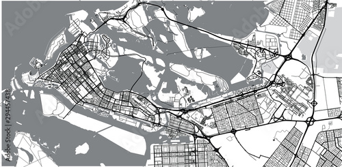 Urban vector city map of Abu Dhabi, United Arab Emirates