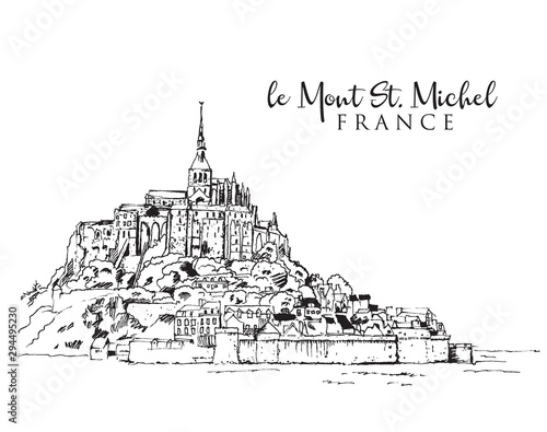 Drawing sketch illustration of le Mont Saint Michel