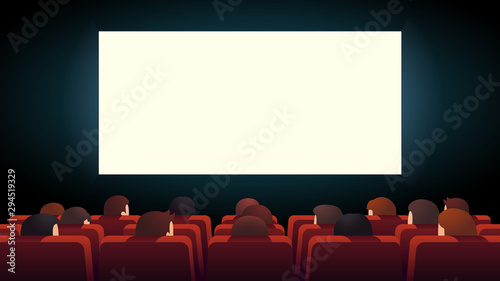 Movie theater. Cinema audience crowd watching film