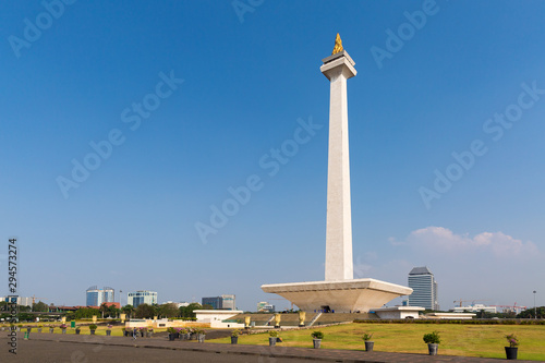 Beautiful view of the National Monument of Indonesia (Monumen Nasional, MoNas) in Jakarta, Indonesia