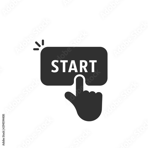 black start button like finger pushing