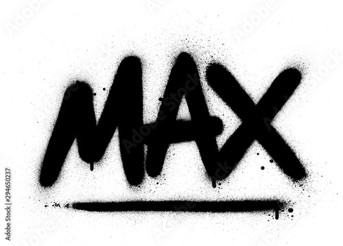 graffiti max word sprayed in black over white