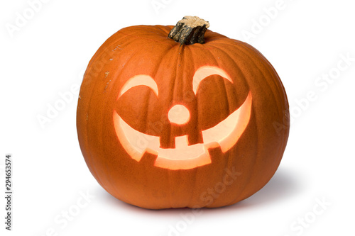 Orange kind smiling illuminated Halloween pumpkin