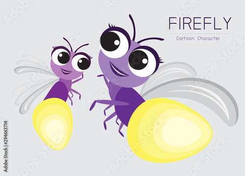 Vector Firefly Cartoon Character design; Cute style concept.