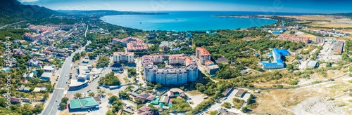 Aerial view of the Gelendzhik Bay. View from height from Novorossiysk. Gelendzhik resort is the best resort on the Black sea and the South of Russia