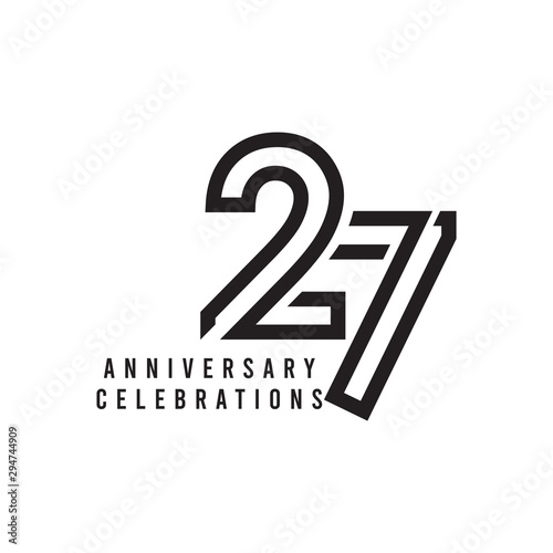 27 Years Anniversary Celebration Vector Template Design Illustration