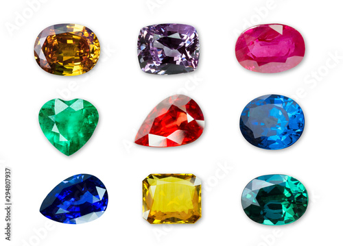 Bright gems isolated on a white background