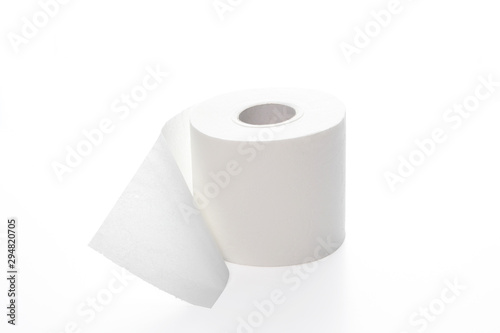 recycled toilet paper roll isolated on white background with clipping path and copy space for your text