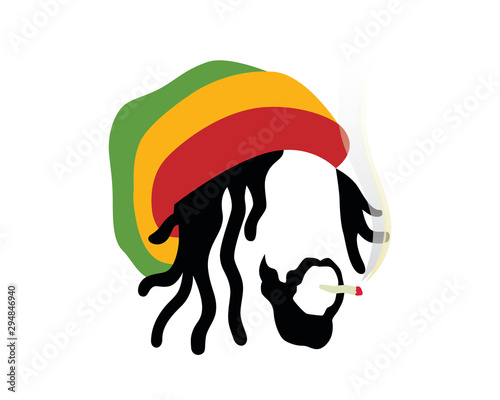 Rastafarian Symbol with a Man Smoking Weed Illustration