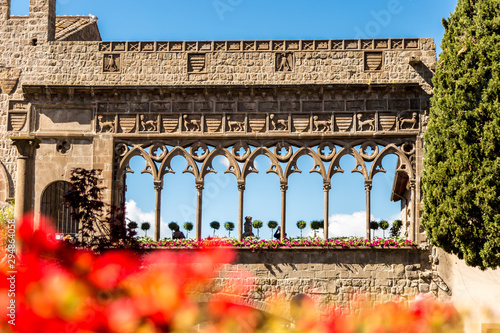 The gothic loggia of the papal Palace in San Lorenzo square, in the historic centre of Viterbo, nothern lazio, Italy