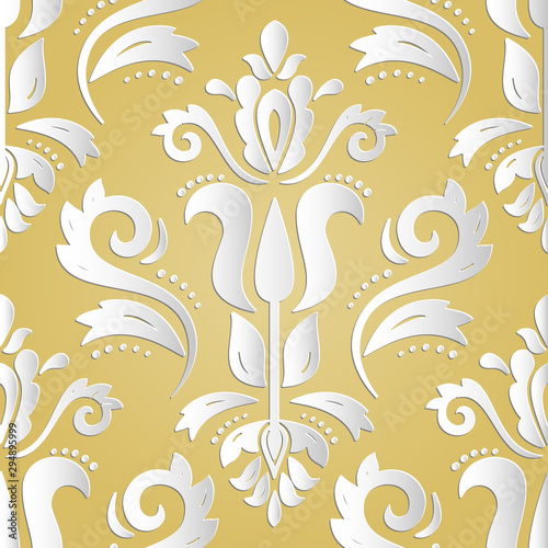 Seamless oriental ornament. Fine traditional oriental pattern with with 3D elements, shadows and highlights