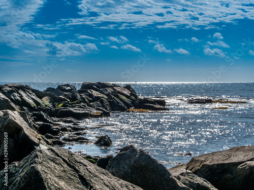 Rocky beach of Brenton Point State Park in Rhode Island