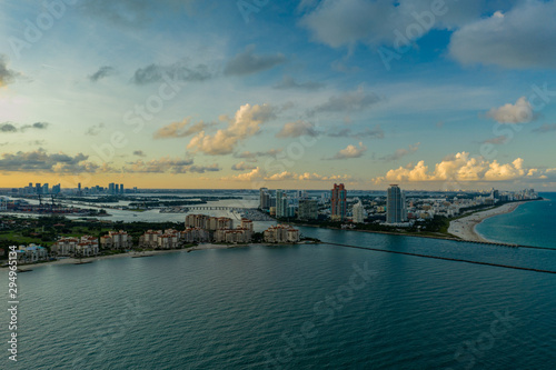 Aerial photo Miami Beach Fisher Island and Government Cut Inlet