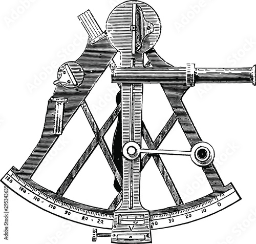 Sextant Illustration Vintage Woodcut from 1871 - English Mechanic and World of Science - Antique Image