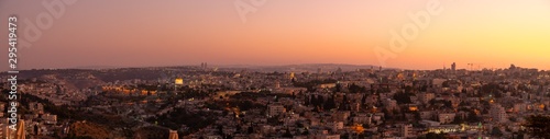 Panoramic View of Sunset Over the City of Jerusalem FRom Mount Olive
