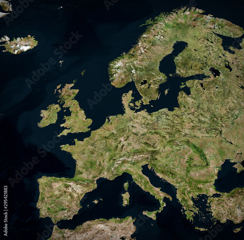 High resolution Satellite image of Europe (Isolated imagery of Europe. Elements of this image furnished by NASA)