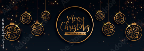 premium golden merry christmas decorative banner design