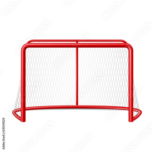 Vector realistic ice hockey goal with net