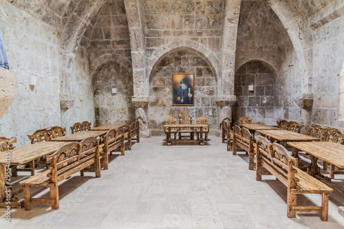 HAGHARTSIN, ARMENIA - JULY 11, 2017: Refectory of Haghartsin monastery in Armenia