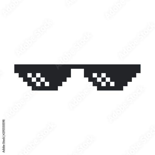 8bit Sunglasses. Funny Thug Life Meme Graphic Element. - Vector