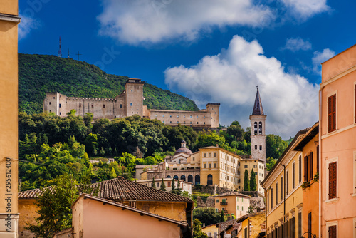 View of the ancient city of Spoleto in Umbria, with its most famous medieval monuments