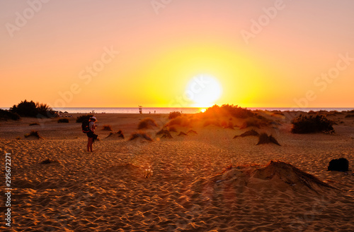 Explorer in Piscinas desert, Arbus, Sardinia, Italy