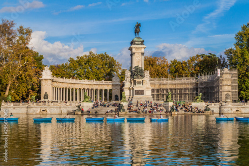MADRID, SPAIN - OCTOBER 22, 2017: Alfonso XII monument in Retiro park in Madrid.