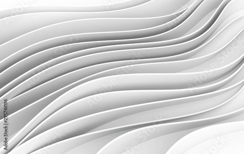 Abstract white waves 3d rendering. Modern minimal design