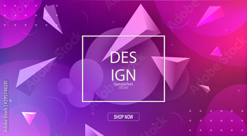 Abstract elegant purple design with a set of triangles and circles