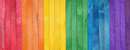 Rainbow color pattern wooden background. LGBT colors