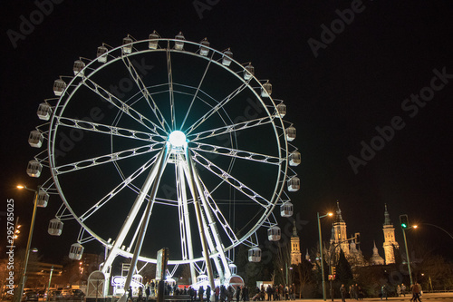 night ferris wheel illuminated with lights