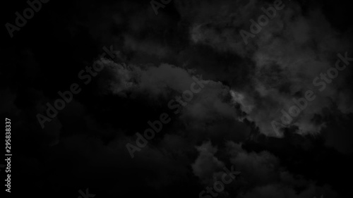 Atmospheric spooky halloween smoke. Abstract magic haze and fog background. 4K Cloud in slow motion on black. 3D illustration VFX element overlay with puffs slowly floating through space