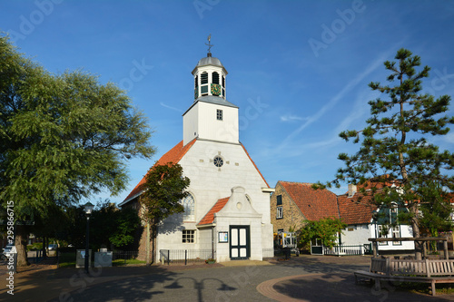 Building of small protestant church called `Hervormde Kerkchurch` on island Texel in the Netherlands