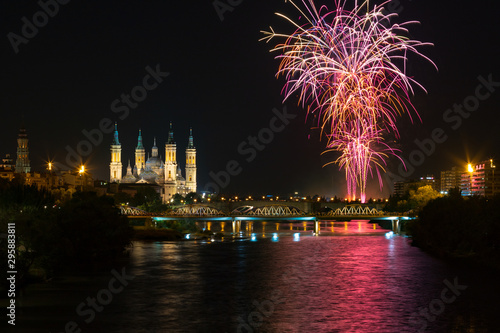 Fireworks in cathedral of our lady of the pilar 13 october 2019