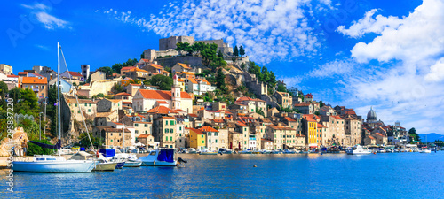 Beautiful places of Croatia - magnifiicent medieval coastal town Sibenik in Dalmatia