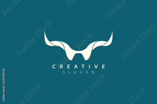 Vector illustration of animal horn shape. Minimalist and simple logo design, flat style, modern icon and symbol.