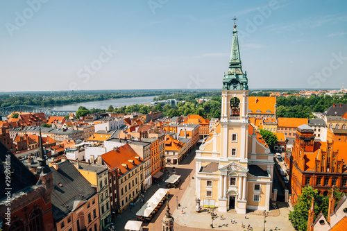 Rynek Staromiejski square, Old town cityscape in Torun, Poland