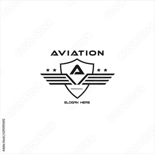 Letter A Shield Wings Logo . Wings Logo abstract design vector template Wings Logo.Aircraft Logo icon.Linear Flying Airlines Logotype.