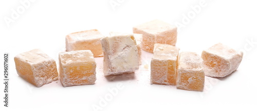 Turkish delights with vanilla isolated on white background